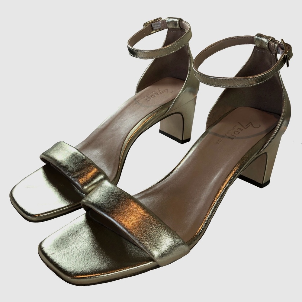 27 Edit Iriss Gold Leather Heeled Sandal